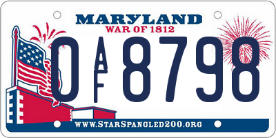 MD license plate 0AF8798
