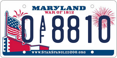 MD license plate 0AF8810
