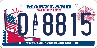 MD license plate 0AF8815