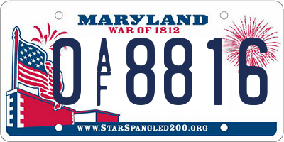 MD license plate 0AF8816