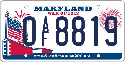 MD license plate 0AF8819