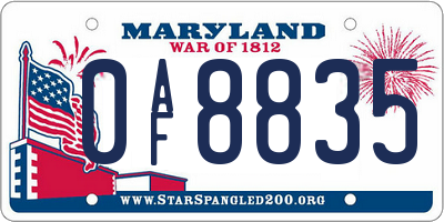 MD license plate 0AF8835