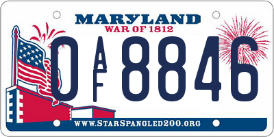 MD license plate 0AF8846