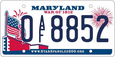 MD license plate 0AF8852