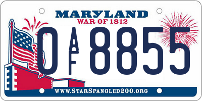 MD license plate 0AF8855