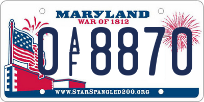 MD license plate 0AF8870
