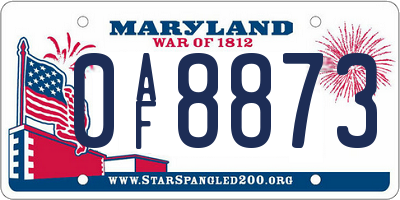 MD license plate 0AF8873