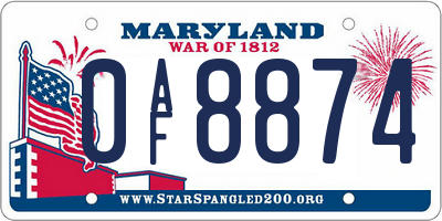 MD license plate 0AF8874
