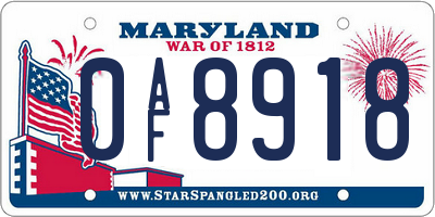 MD license plate 0AF8918