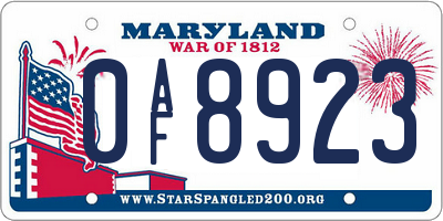 MD license plate 0AF8923