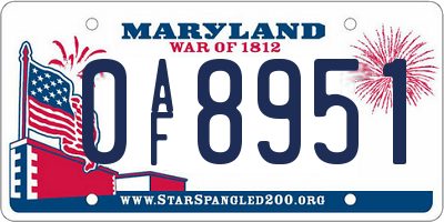 MD license plate 0AF8951