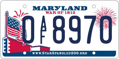 MD license plate 0AF8970