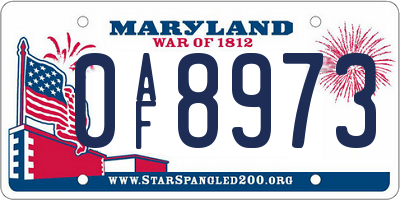 MD license plate 0AF8973