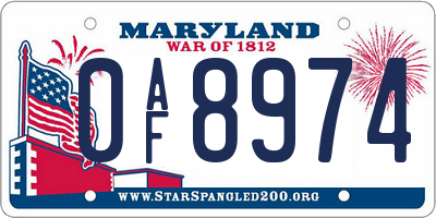 MD license plate 0AF8974