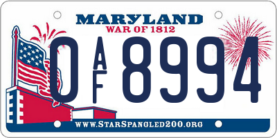 MD license plate 0AF8994