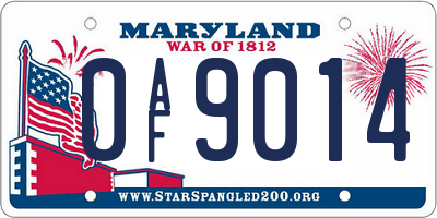 MD license plate 0AF9014