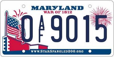 MD license plate 0AF9015
