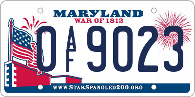 MD license plate 0AF9023