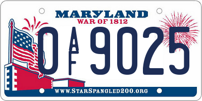 MD license plate 0AF9025