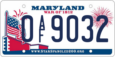 MD license plate 0AF9032
