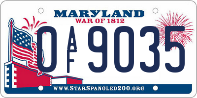 MD license plate 0AF9035