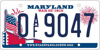 MD license plate 0AF9047