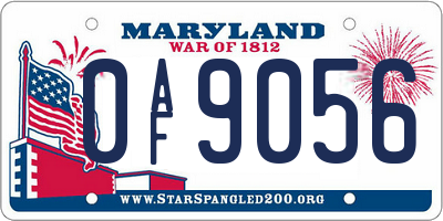 MD license plate 0AF9056
