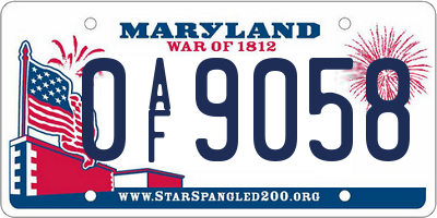 MD license plate 0AF9058