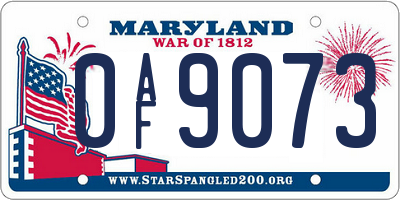 MD license plate 0AF9073