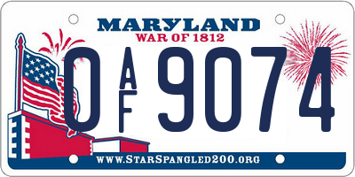 MD license plate 0AF9074