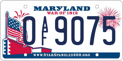 MD license plate 0AF9075