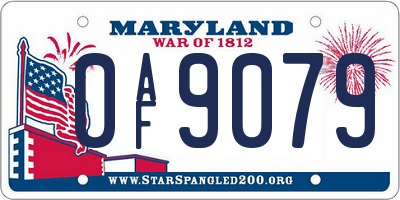 MD license plate 0AF9079