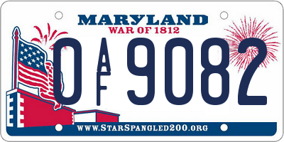 MD license plate 0AF9082