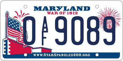 MD license plate 0AF9089
