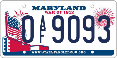 MD license plate 0AF9093