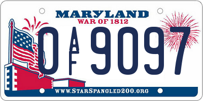 MD license plate 0AF9097