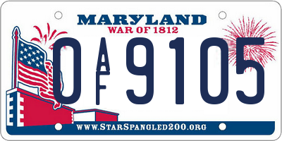 MD license plate 0AF9105