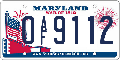 MD license plate 0AF9112