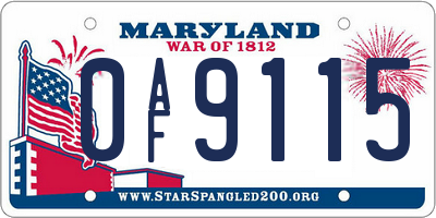 MD license plate 0AF9115