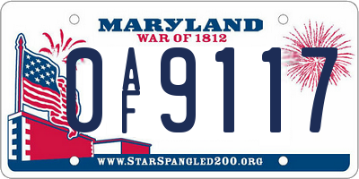 MD license plate 0AF9117