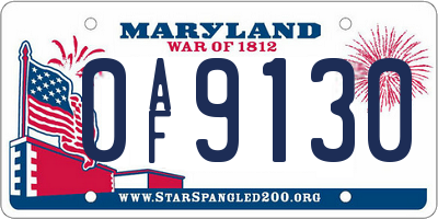 MD license plate 0AF9130