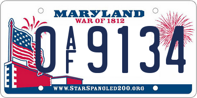 MD license plate 0AF9134