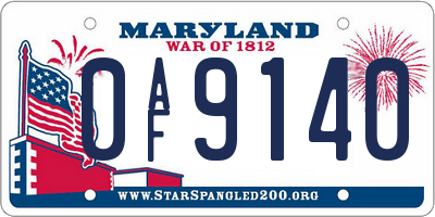 MD license plate 0AF9140