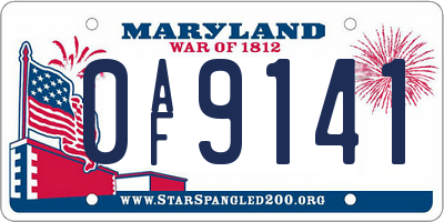 MD license plate 0AF9141