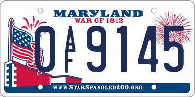 MD license plate 0AF9145