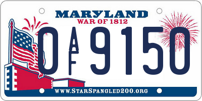 MD license plate 0AF9150