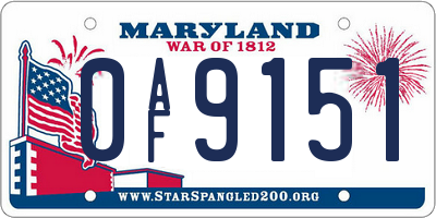 MD license plate 0AF9151