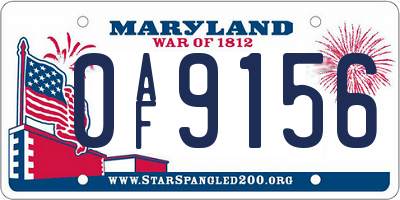 MD license plate 0AF9156