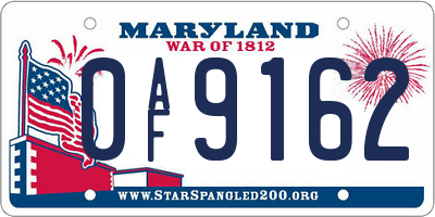 MD license plate 0AF9162