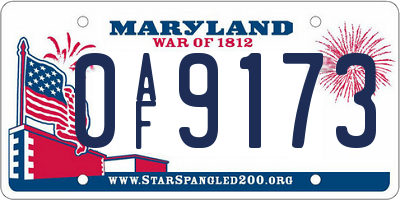 MD license plate 0AF9173